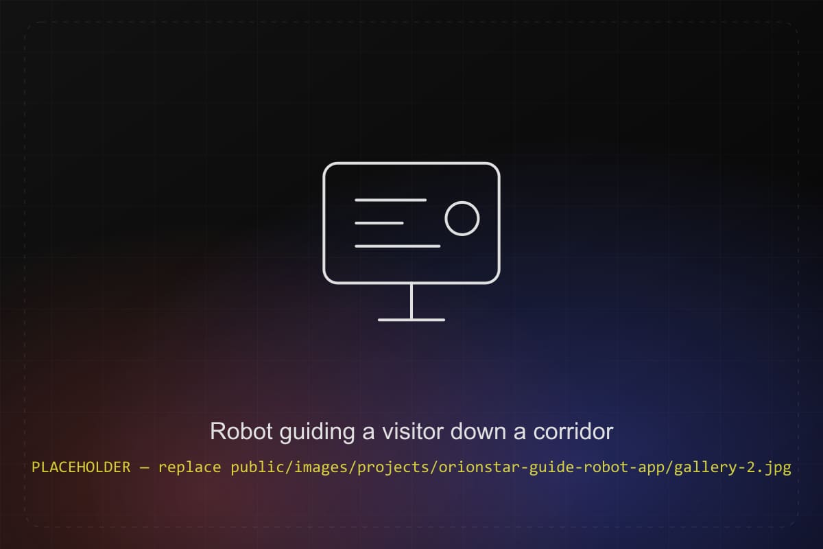 Robot guiding a visitor down a corridor